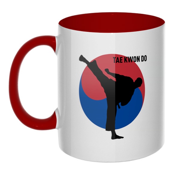 Tae kwon do, кружка цветная внутри и ручка, цвет бордовый