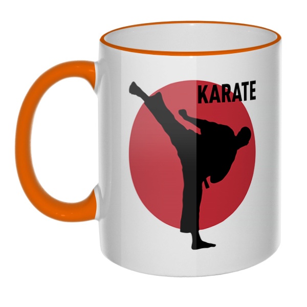 Кружка Karate с цветным ободком и ручкой