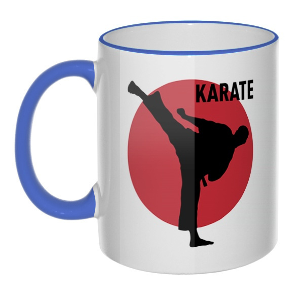 Кружка Karate с цветным ободком и ручкой, цвет лазурный
