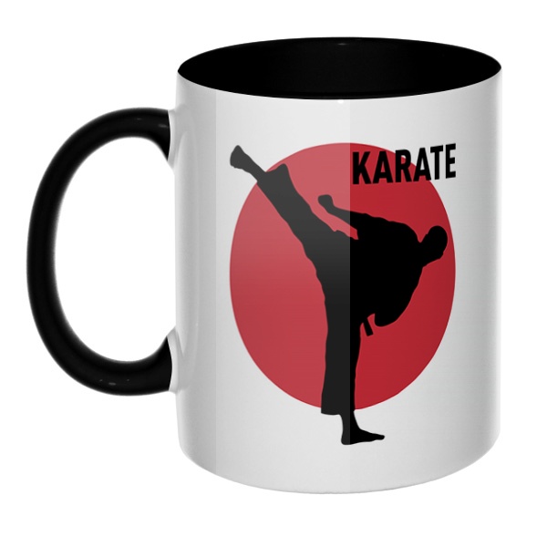 Karate, кружка цветная внутри и ручка, цвет черный
