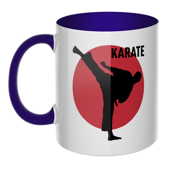 Karate, кружка цветная внутри и ручка, цвет темно-синий