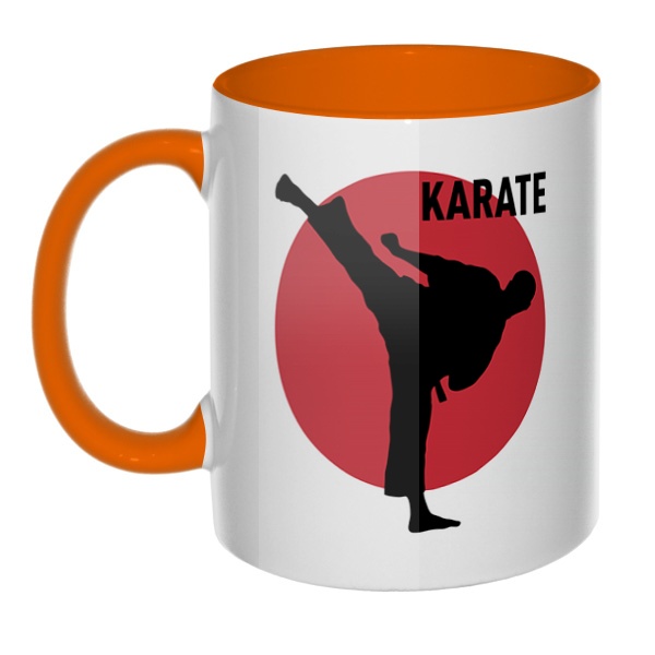 Karate, кружка цветная внутри и ручка, цвет оранжевый