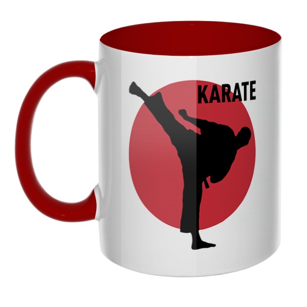 Karate, кружка цветная внутри и ручка, цвет бордовый