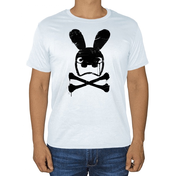 Граффити черепа кролика, белая футболка