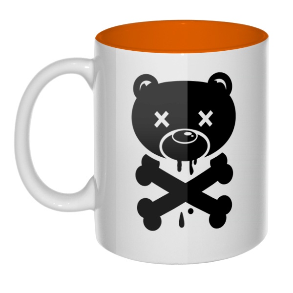 Медведь-пират, кружка цветная внутри , цвет оранжевый