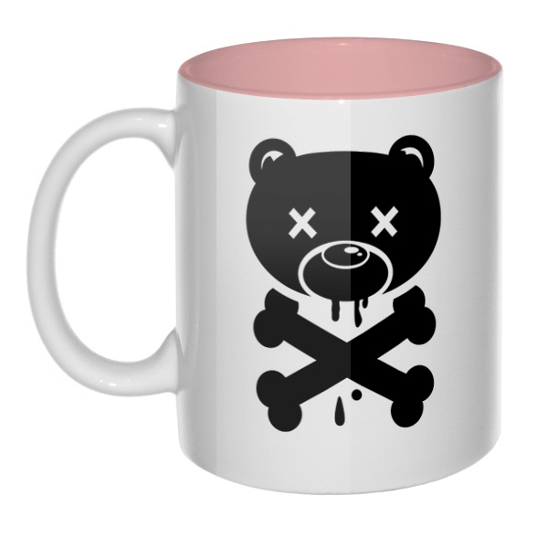 Медведь-пират, кружка цветная внутри , цвет розовый