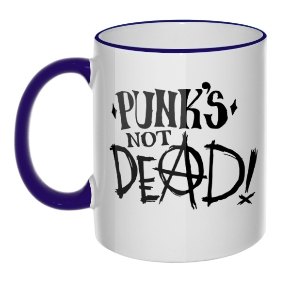 Кружка Punk's not dead с цветным ободком и ручкой, цвет темно-синий