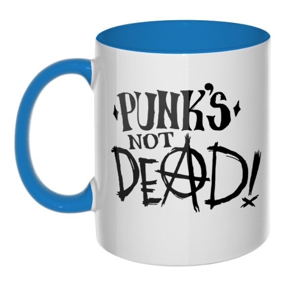 Кружка Punk's not dead цветная внутри и ручка, цвет голубой