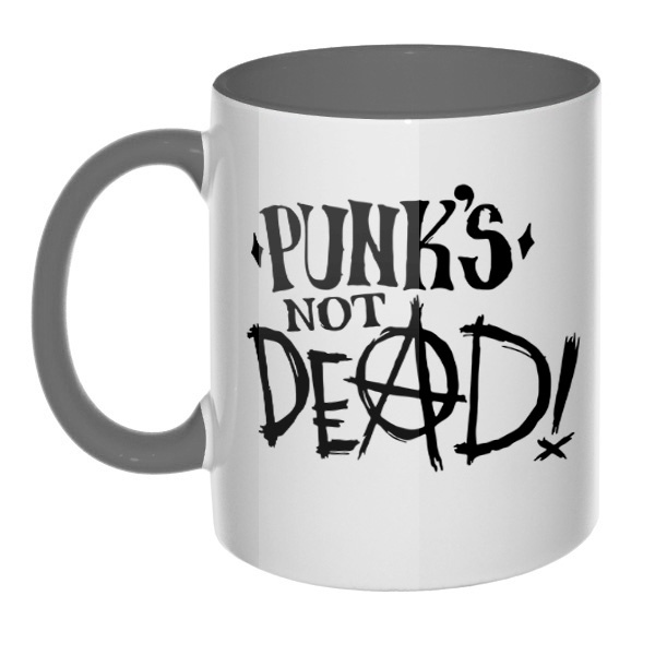 Кружка Punk's not dead цветная внутри и ручка, цвет серый