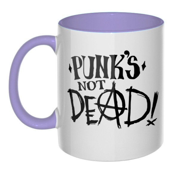 Кружка Punk's not dead цветная внутри и ручка, цвет лавандовый