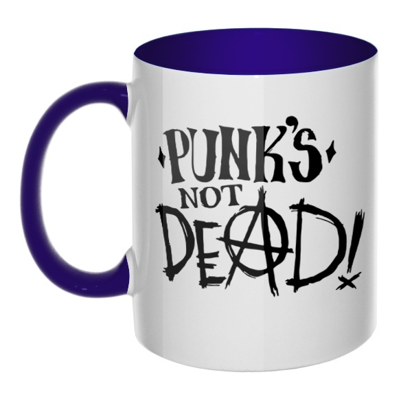 Кружка Punk's not dead цветная внутри и ручка, цвет темно-синий