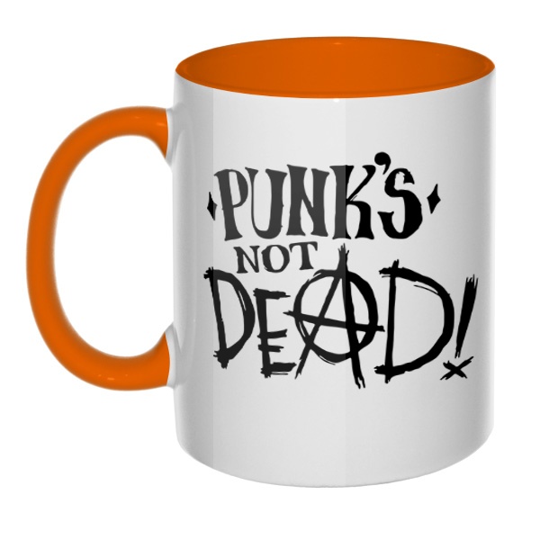 Кружка Punk's not dead цветная внутри и ручка, цвет оранжевый