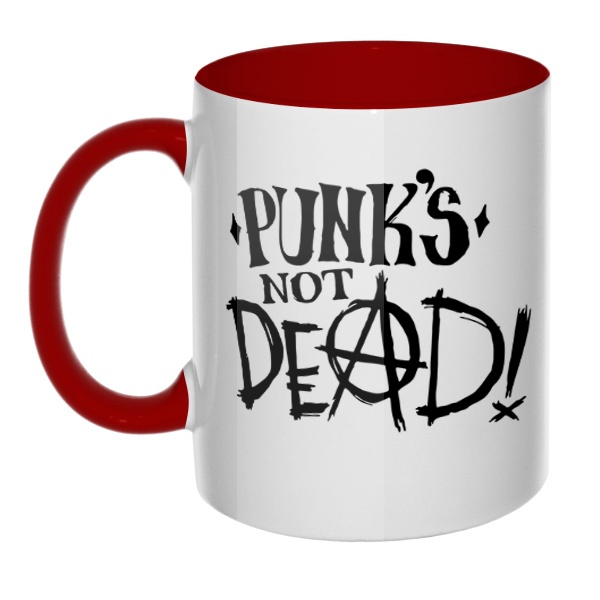 Кружка Punk's not dead цветная внутри и ручка, цвет бордовый