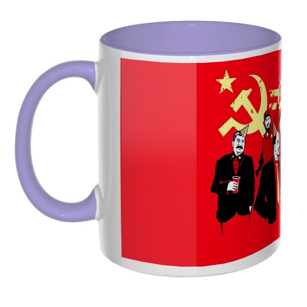 Communism party, кружка цветная внутри и ручка, цвет лавандовый