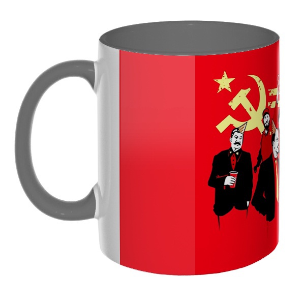 3D-кружка Communism party, цветная внутри и ручка, цвет серый