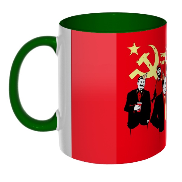 3D-кружка Communism party, цветная внутри и ручка, цвет зеленый