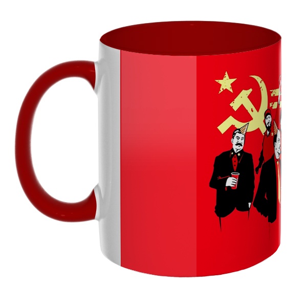 3D-кружка Communism party, цветная внутри и ручка, цвет бордовый