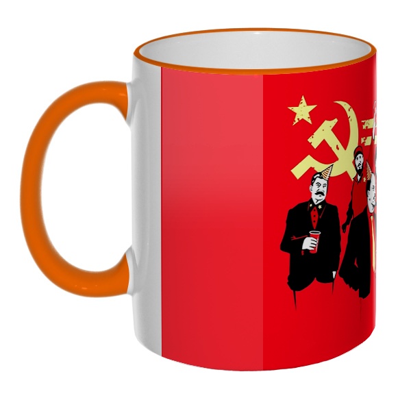 Цветная 3D-кружка (ободок + ручка) Communism party, цвет оранжевый