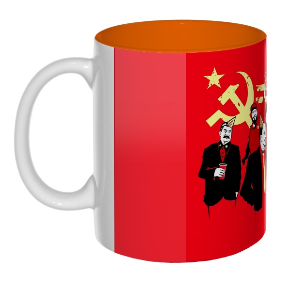 Communism party, цветная внутри 3D-кружка , цвет оранжевый