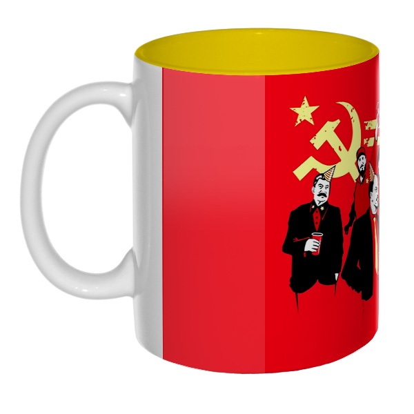 Communism party, цветная внутри 3D-кружка , цвет желтый