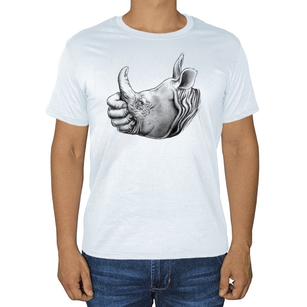 Носорог Лайк, белая футболка