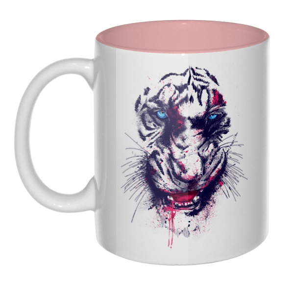 Тигр, кружка цветная внутри , цвет розовый