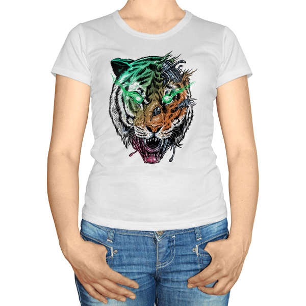 Женская футболка Тигр-киборг