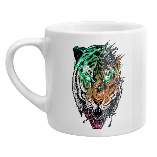 Кофейная чашка Тигр-киборг, цвет белый