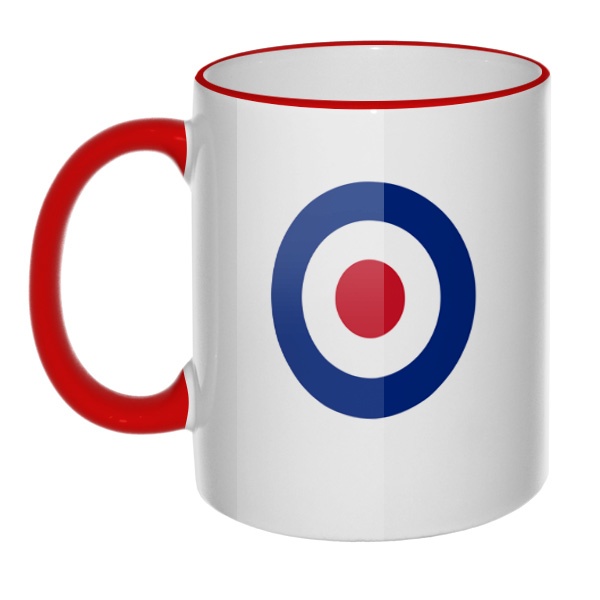 Кружка Эмблема ВВС Великобритании с цветным ободком и ручкой, цвет красный