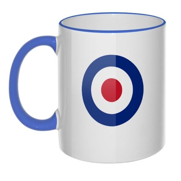 Кружка Эмблема ВВС Великобритании с цветным ободком и ручкой, цвет лазурный