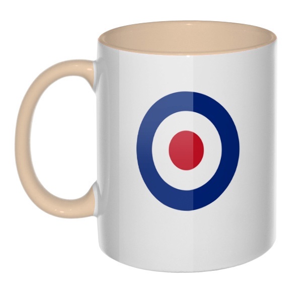 Кружка Эмблема ВВС Великобритании цветная внутри и ручка, цвет бежевый