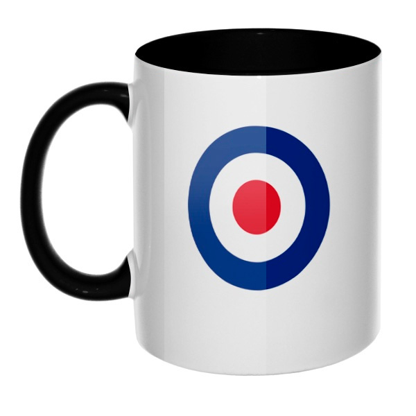 Кружка Эмблема ВВС Великобритании цветная внутри и ручка, цвет черный