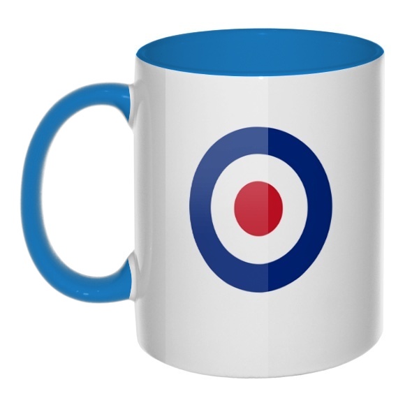 Кружка Эмблема ВВС Великобритании цветная внутри и ручка, цвет голубой