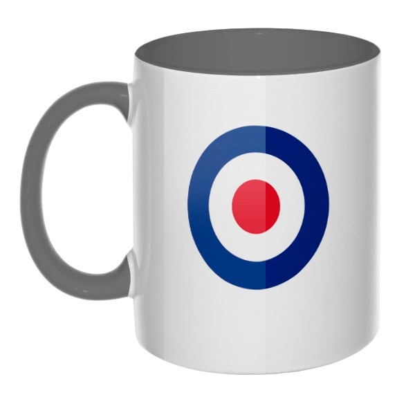 Кружка Эмблема ВВС Великобритании цветная внутри и ручка, цвет серый
