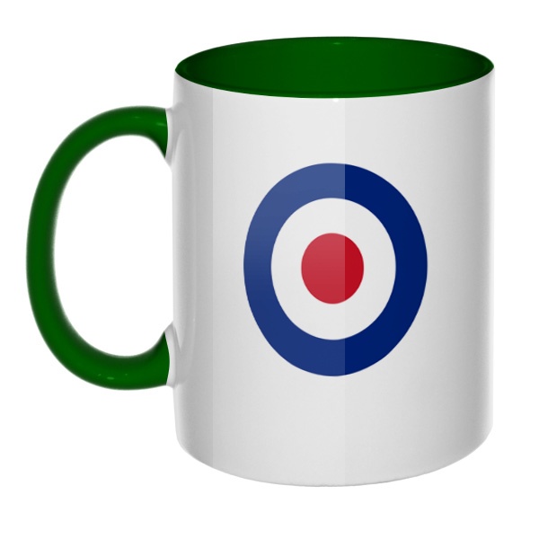 Кружка Эмблема ВВС Великобритании цветная внутри и ручка, цвет зеленый