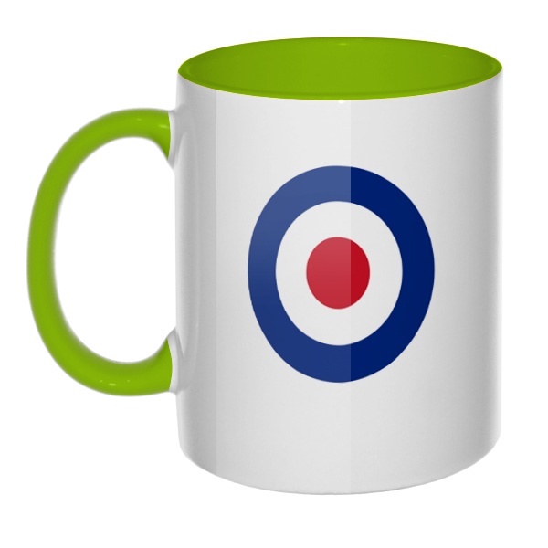 Кружка Эмблема ВВС Великобритании цветная внутри и ручка, цвет салатовый