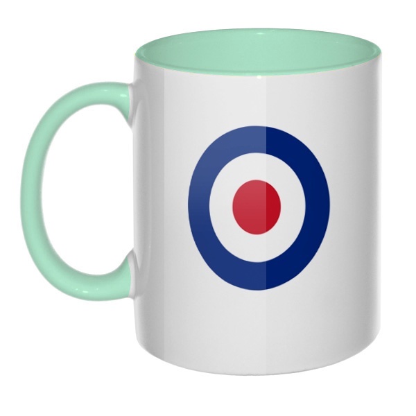 Кружка Эмблема ВВС Великобритании цветная внутри и ручка, цвет мятный