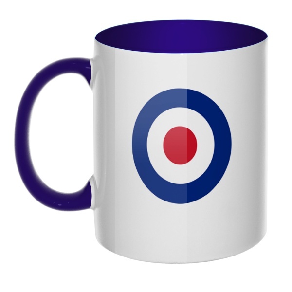 Кружка Эмблема ВВС Великобритании цветная внутри и ручка, цвет темно-синий