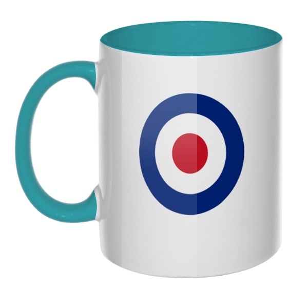 Кружка Эмблема ВВС Великобритании цветная внутри и ручка, цвет бирюзовый
