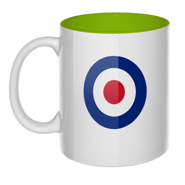 Кружка цветная внутри Эмблема ВВС Великобритании, цвет салатовый