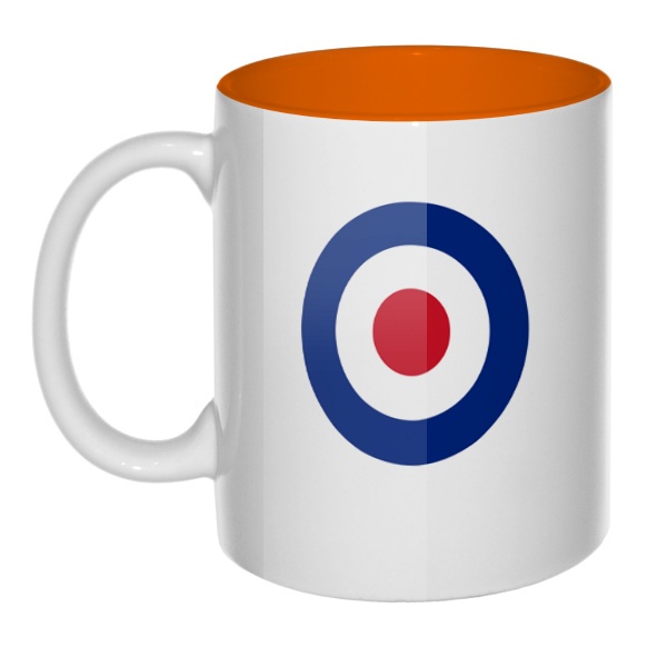 Кружка цветная внутри Эмблема ВВС Великобритании, цвет оранжевый