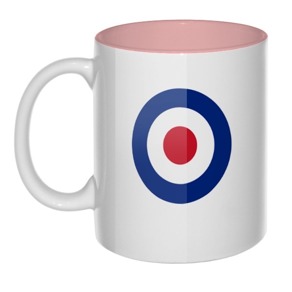 Кружка цветная внутри Эмблема ВВС Великобритании, цвет розовый