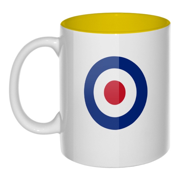 Кружка цветная внутри Эмблема ВВС Великобритании, цвет желтый
