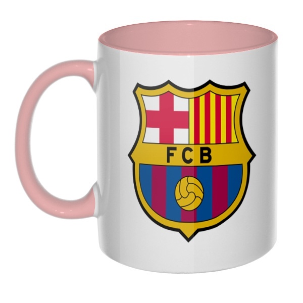 Кружка FC Barcelona цветная внутри и ручка