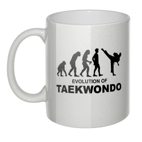 Перламутровая кружка Evolution of taekwondo, цвет перламутровый