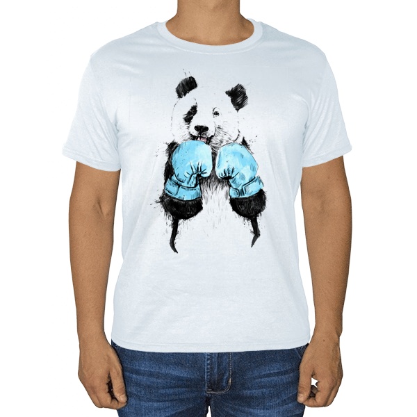 Панда-боксер, белая футболка