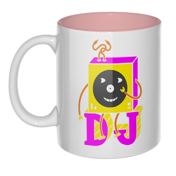 DJ, кружка цветная внутри , цвет розовый