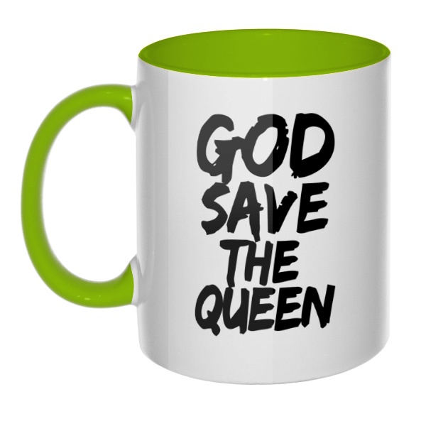 Кружка God Save the Queen цветная внутри и ручка, цвет салатовый