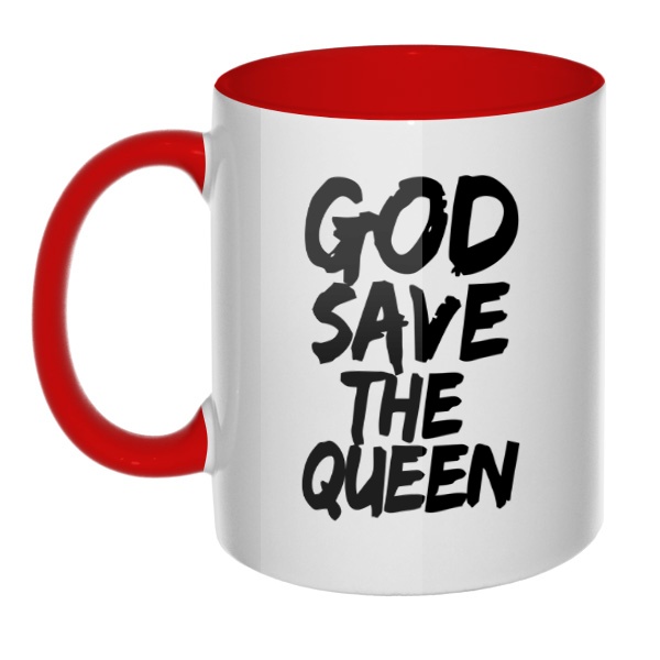 Кружка God Save the Queen цветная внутри и ручка, цвет красный