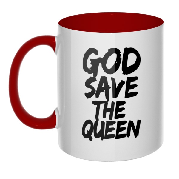 Кружка God Save the Queen цветная внутри и ручка, цвет бордовый
